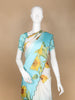Sky Blue Sun Flower Designed Satin Fancy Saree
