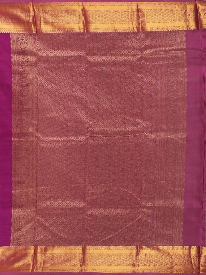 Purple Leaf Motif Pure Kanchipuram Silk Saree - Diadem