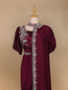 Wine Floral Designed Crepe Sharara Salwar Suit