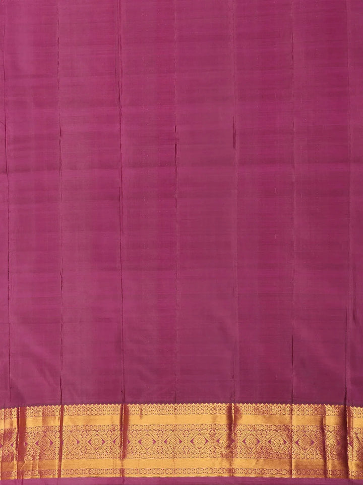 Purple Leaf Motif Pure Kanchipuram Silk Saree - Diadem