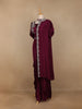 Wine Floral Designed Crepe Sharara Salwar Suit