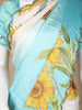 Sky Blue Sun Flower Designed Satin Fancy Saree