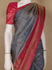 Grey Solid Woven Pure Kanchipuram Silk Saree - Diadem