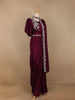 Wine Floral Designed Crepe Sharara Salwar Suit