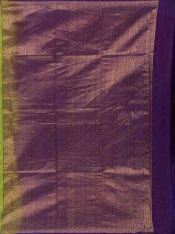 Leaf Green Floral Design Pure Kanchipuram Silk Saree - Diadem