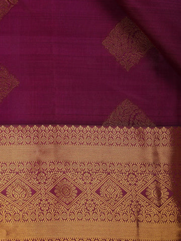 Purple Leaf Motif Pure Kanchipuram Silk Saree - Diadem