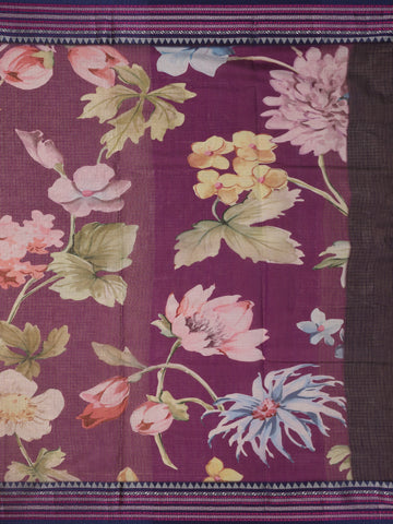 Lavender Floral Design Printed Kota Cotton Saree - Diadem