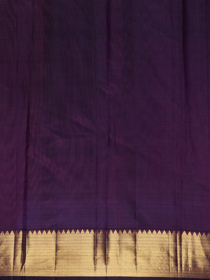 Purple Floral Woven Pure Kanchipuram Silk Saree - Diadem