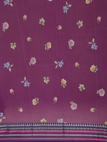 Lavender Floral Design Printed Kota Cotton Saree - Diadem