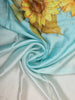Sky Blue Sun Flower Designed Satin Fancy Saree