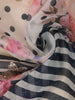 Ivory with Blue Stripes and Floral Printed Organza Designer Saree - Diadem
