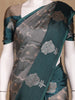Grey Floral And Stripes Designed Semi Tissue Saree - Diadem