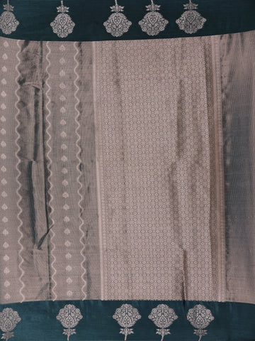 Grey Floral And Stripes Designed Semi Tissue Saree - Diadem
