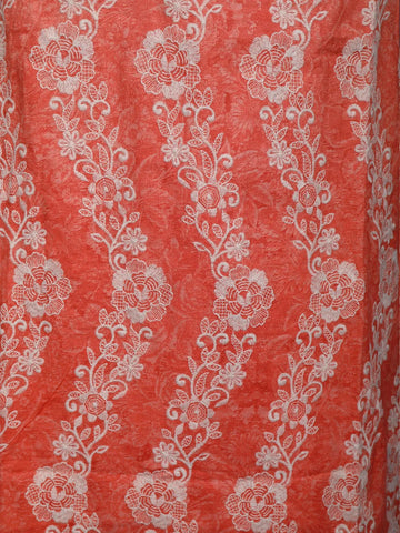 Light Orange Floral Printed Cotton Salwar Suit - Diadem