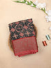 Black Chanderi Silk Saree with Illusion Design on the Body with Contrast Border