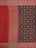 Black Chanderi Silk Saree with Illusion Design on the Body with Contrast Border
