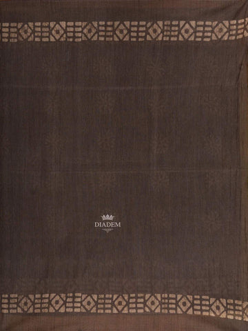Brown Cotton Saree with Stripes and Geometric Pattern on the Body and With Matching border - Diadem