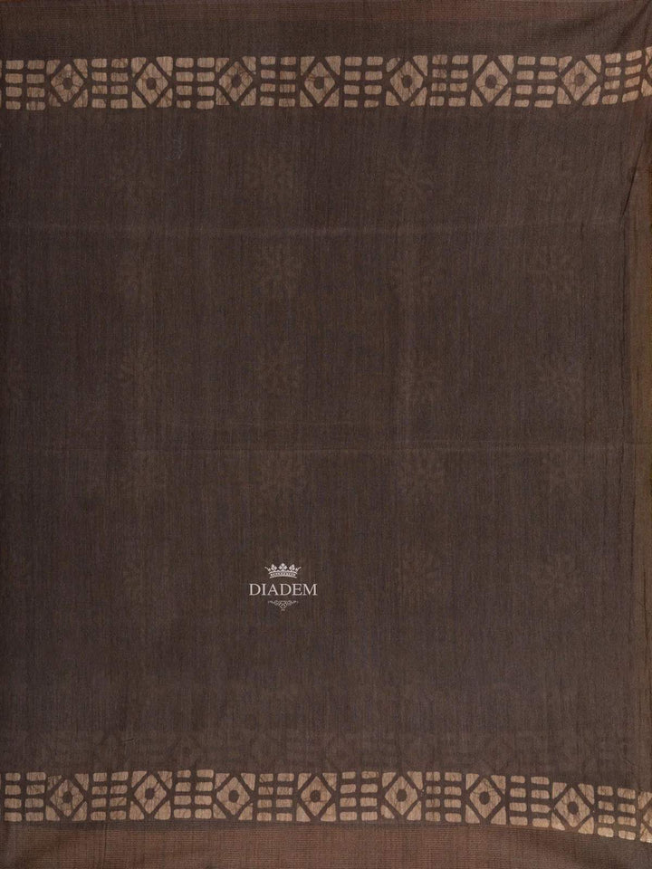 Brown Cotton Saree with Stripes and Geometric Pattern on the Body and With Matching border - Diadem