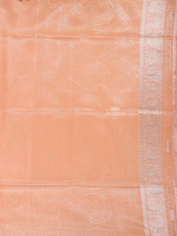 Orange Semi Tussar Silk Saree with Floral Design on the Body and without Border - Diadem