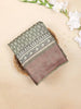 Olive Green Chanderi Silk Saree with Small Floral Design on the Body with Contrast Border