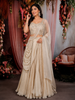 Soft Beige Floral Sequins and Beads Embroidered Design Tissue Silk Lehenga with Draped Dupatta
