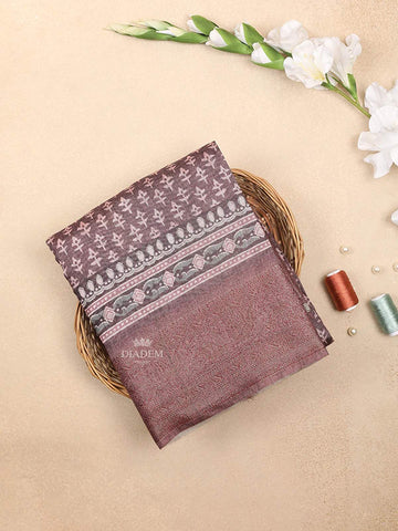 Wine Chanderi Silk Saree with Small Flower Motifs on the Body with Matching Border - Diadem