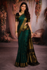 Deep Emerald Green Butta Zari Woven Design Pure Kanchipuram Silk Saree with Contrast Double Zari Border