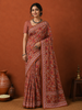 Rust Orange Floral Vine Printed Design Cotton Casual Wear Saree