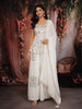 Off-White Floral Embroidered Georgette Peplum Palazzo Suit with Dupatta