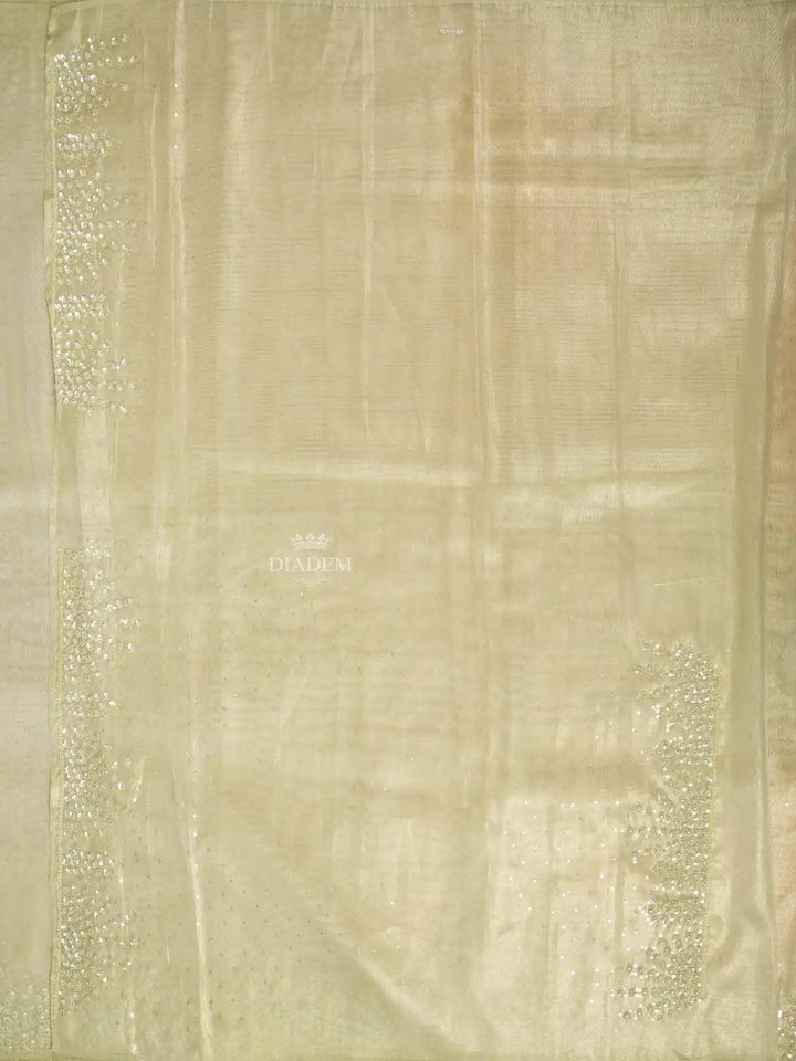 Pista Green Organza Saree with Embroidery Design on the Body and with Designed Border - Diadem