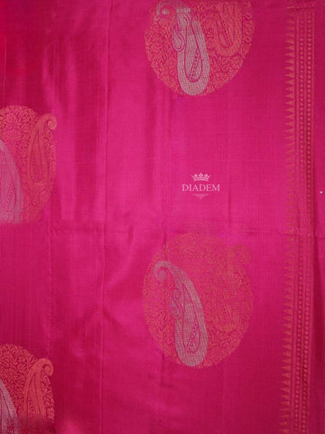 Pink Soft Silk Saree with Floral and Paisley Motif on the Body and without Border - Diadem