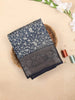 Navy Blue Chanderi Silk Saree with Paisley and Flower Design on the Body with Designed Border