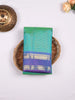 Blue Green Dual Tone Pure Kanchipuram Bridal Silk Saree with Stripes on the body and Contrast Zari Border