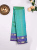 Blue Green Dual Tone Pure Kanchipuram Bridal Silk Saree with Stripes on the body and Contrast Zari Border