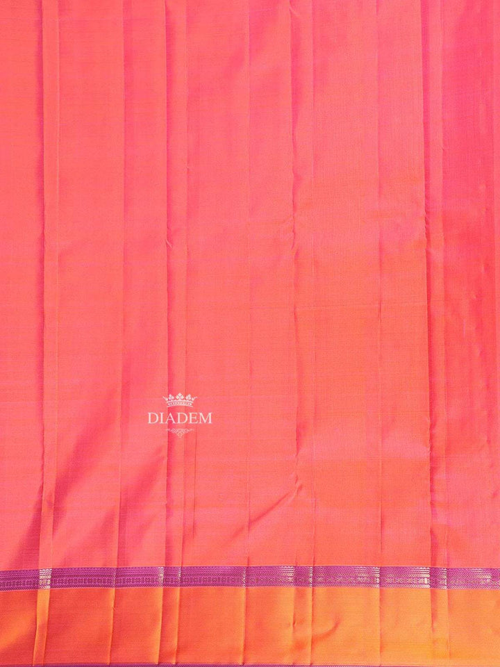 Light Pink Pure Kanchipuram Bridal Silk Saree with Stripes on the body and Contrast Zari Border - Diadem