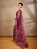 Deep Wine Bridal Organza Saree With Full Sequins Floral Design