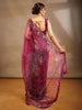 Deep Wine Bridal Organza Saree With Full Sequins Floral Design