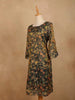 Bottle Green Cotton Kurti Top Adorned with Leaf and Floral Design Prints Without Dupatta - Diadem