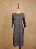 Dark Grey Cotton Kurti Top Adorned with Design Prints, Without Dupatta