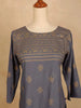 Dark Grey Cotton Kurti Top Adorned with Design Prints, Without Dupatta