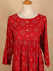 Red Cotton Kurti Top Adorned with Floral Design Prints, Without Dupatta - Diadem