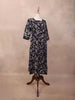Black Kurti Adorned with Thread work and Floral Print Design and without Dupatta