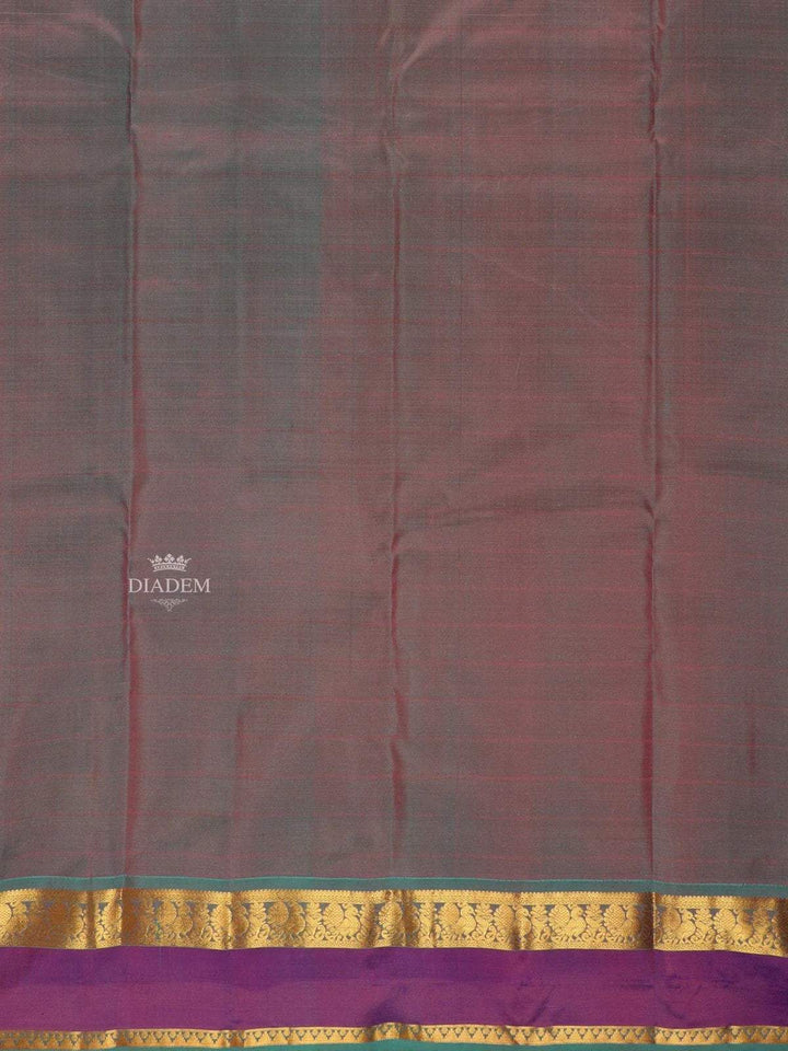 Pink Pure Kanchipuram Bridal Silk Saree with Plain Body Design with Peacock Designed Zari Border - Diadem