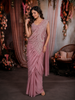Dusty Rose Beads Emroidered Design Satin Ready to Wear Draped Saree