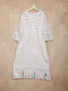 White Straight Cut Salwar Suit Adorned with Stone and Embroided Flower Design with Dupatta - Diadem