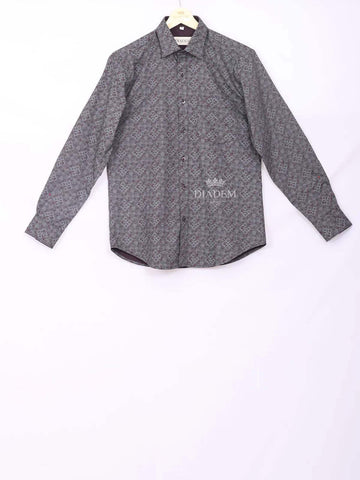 Grey Cotton Casual Shirt with Fancy Design - Diadem