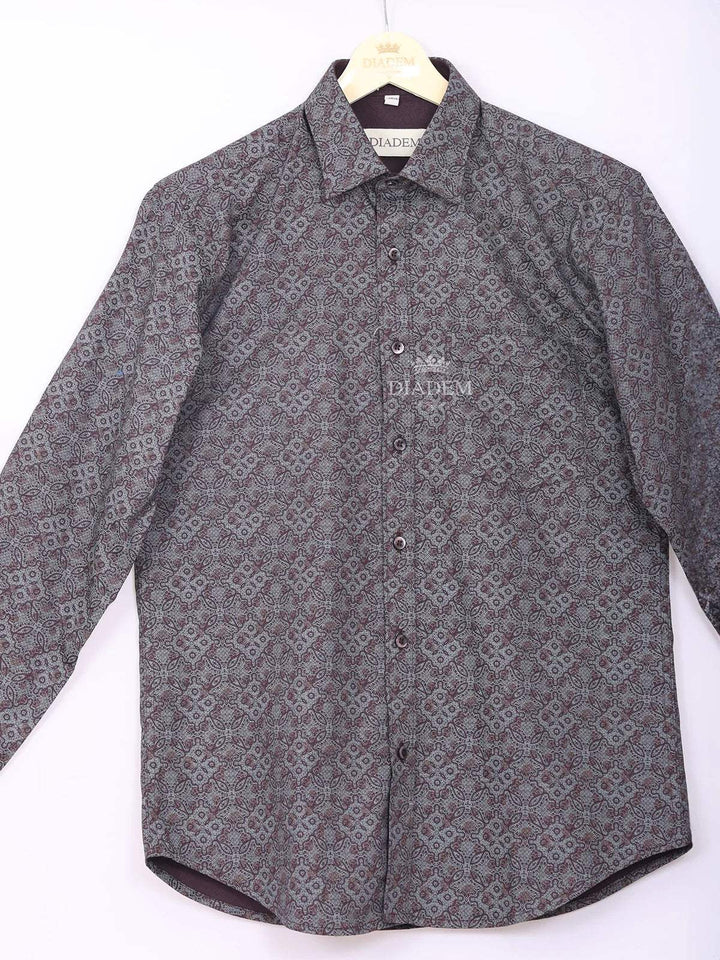 Grey Cotton Casual Shirt with Fancy Design - Diadem