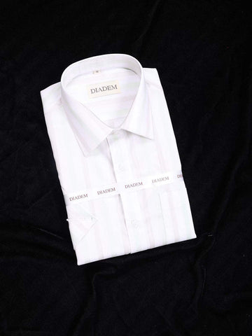 Off White Cotton Formal Shirt with Stripes Designs - Diadem