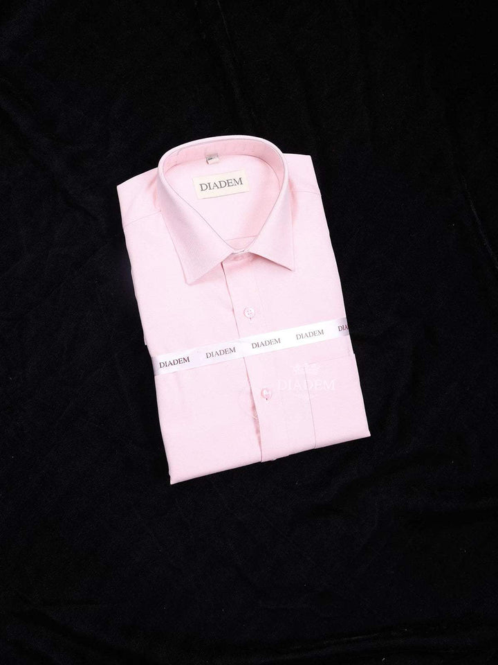 Light Pink Cotton Plain Formal Shirt Full Sleeve - Diadem