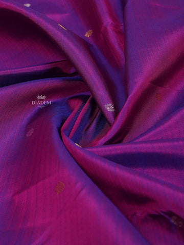 Violet Pure Kanchipuram Bridal Saree with Small Butta Motif on the Body and Zari Border - Diadem